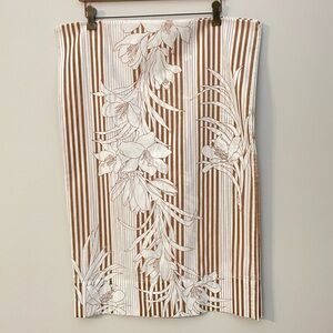 Vintage Set of Queen Pillowcases Brown/ White Striped Floral